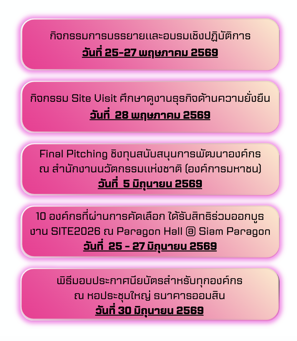 กำหนดการกิจกรรมโครงการ